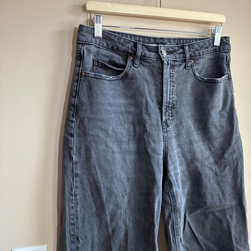 Old Navy Sky-Hi Wide Leg Jeans 8 Gray Womens Extra High Rise Cotton Blend - Picture 2 of 7